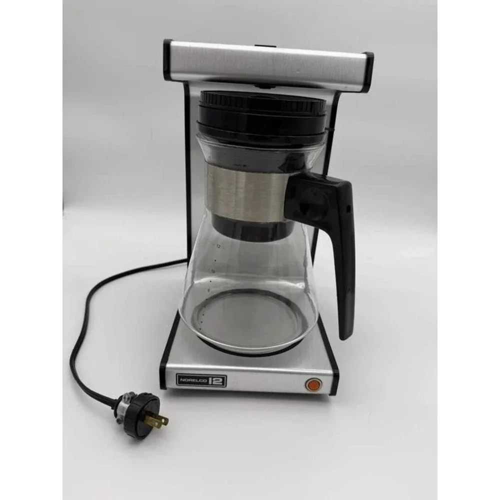 Norelco 12 Cup Silver Vintage Dial-A-Brew Coffee Maker Retro MCM Drip Brewer